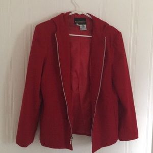 Red wool blazer with hoodie